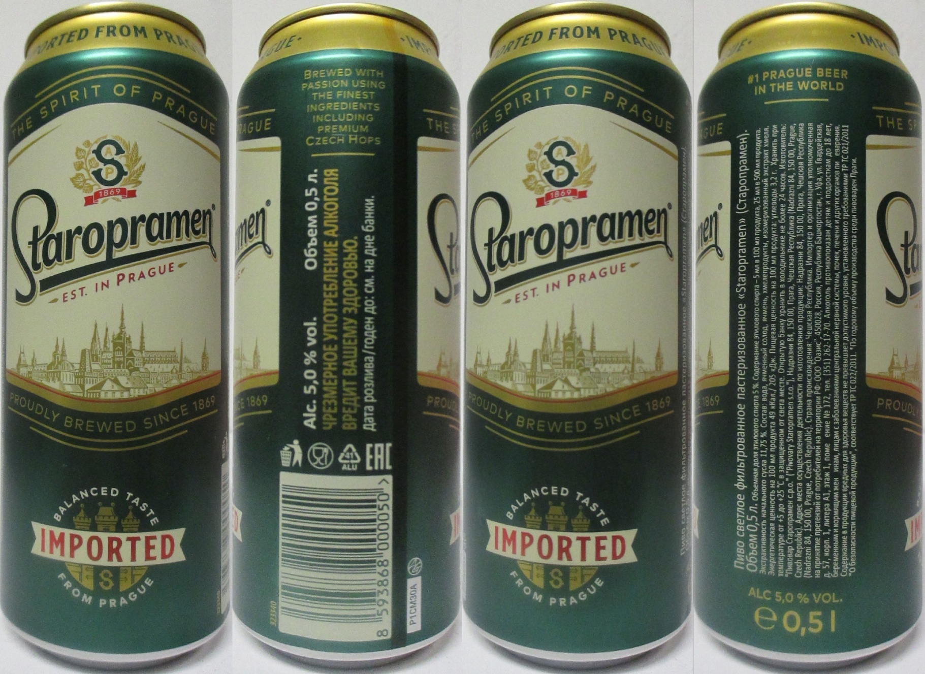 Staropramen EST. IN PRAGUE BALANCED TASTE IMPORTED FROM PRAGUE (RU) (50cl) (T/O) č.1 