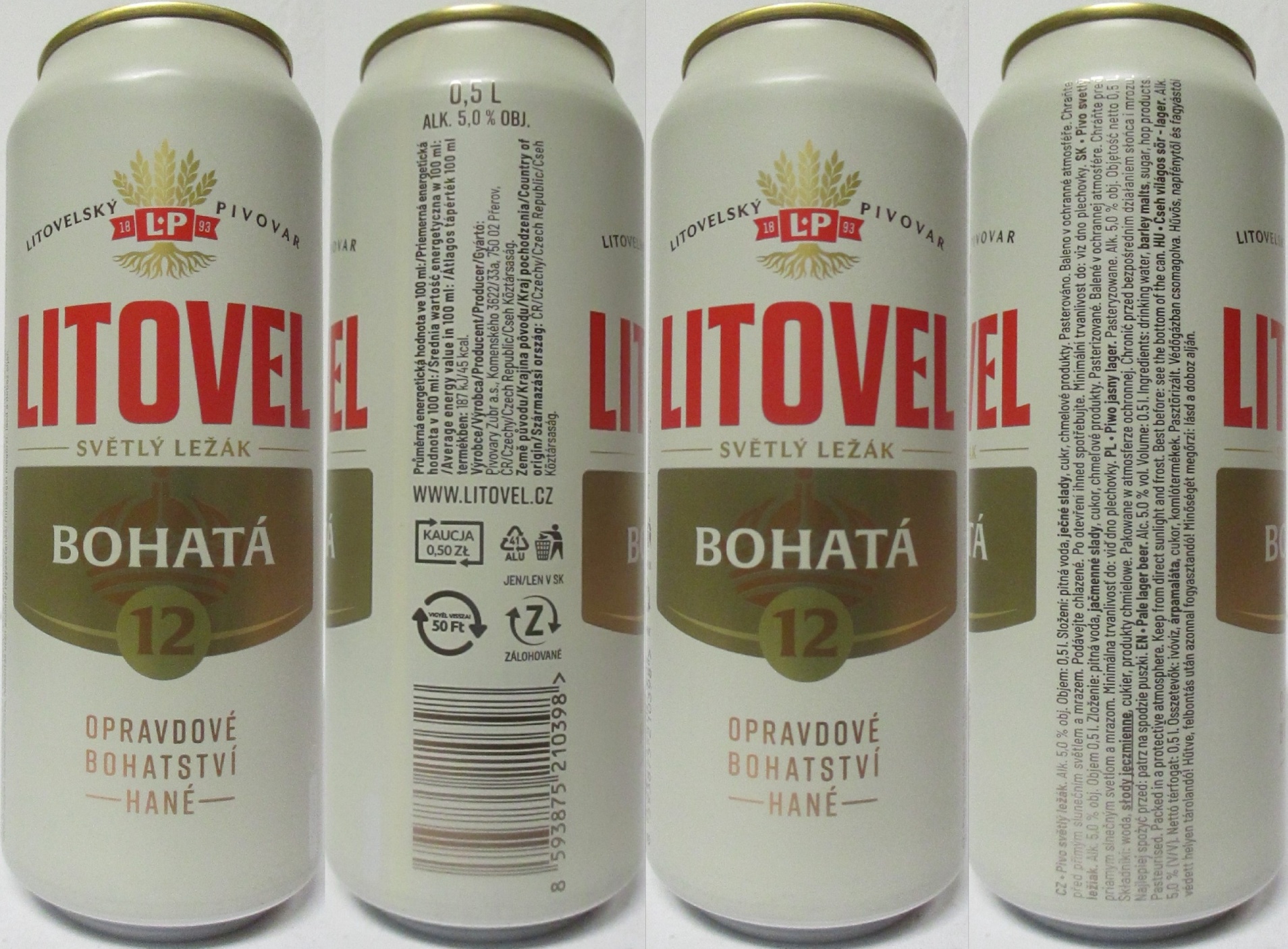 LITOVEL SVĚTLÝ LEŽÁK BOHATÁ 12 OPRAVDOVÉ BOHATSTVÍ HANÉ (CZ) (50cl) (B/O) č.1