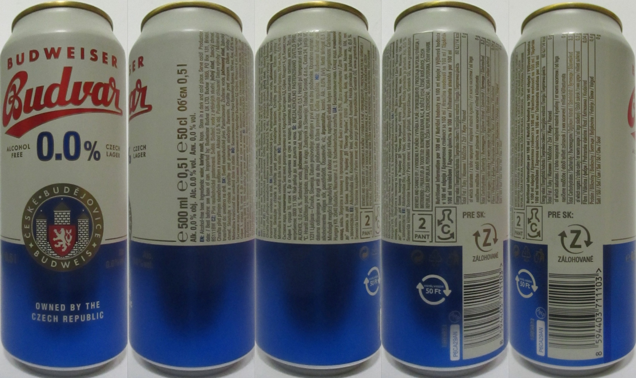 BUDWEISER Budvar ALCOHOL FREE 0.0% CZECH LAGER OWNED BY THE CZECH REPUBLIC (HU) (50cl) (B/O) č.1 