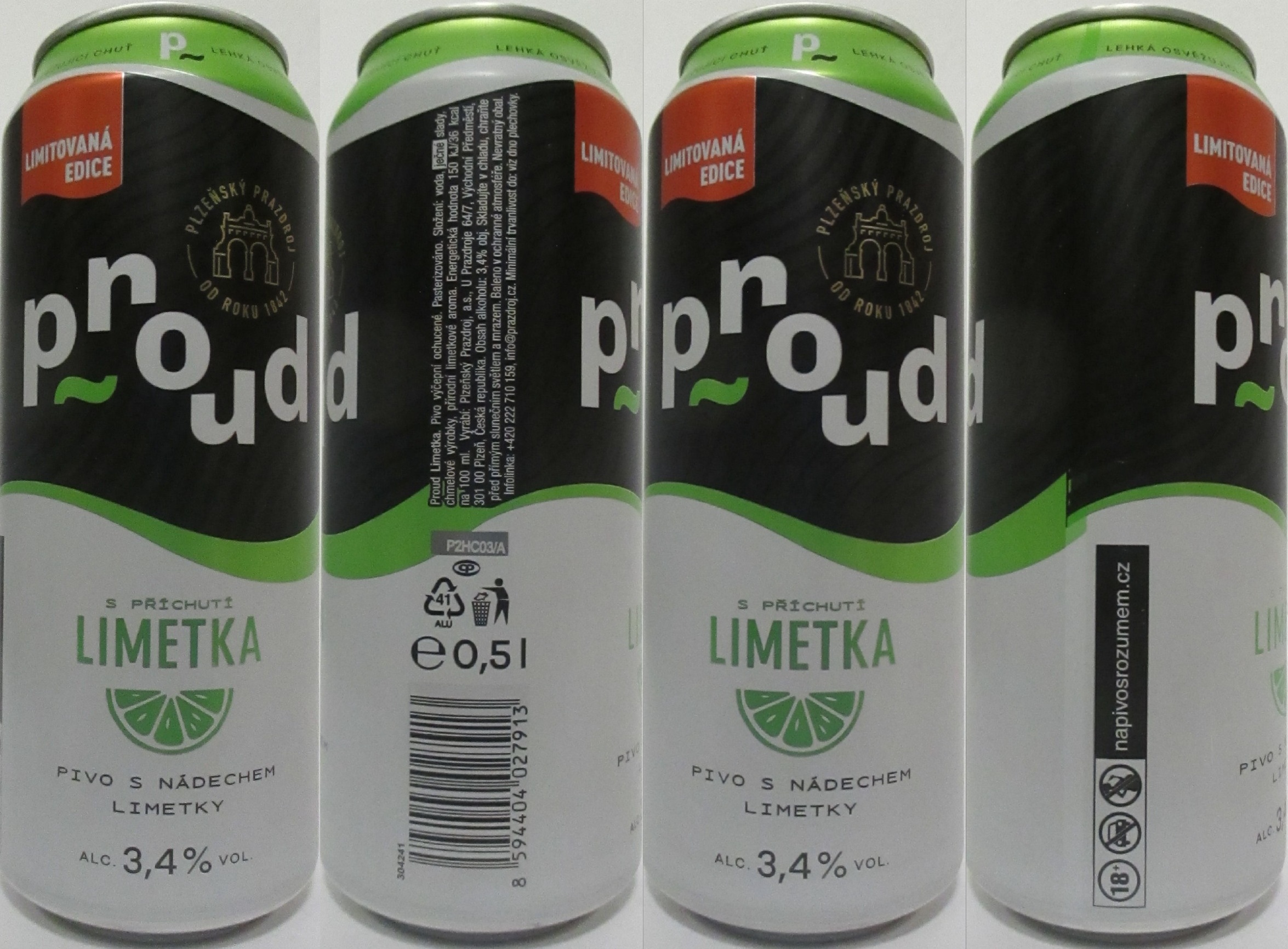 proud S PŘÍCHUTÍ LIMETKA PIVO S NÁDECHEM LIMETKY ALC.3,4% VOL. LIMITOVANÁ EDICE (CZ) (50cl) (B/O) č.1 