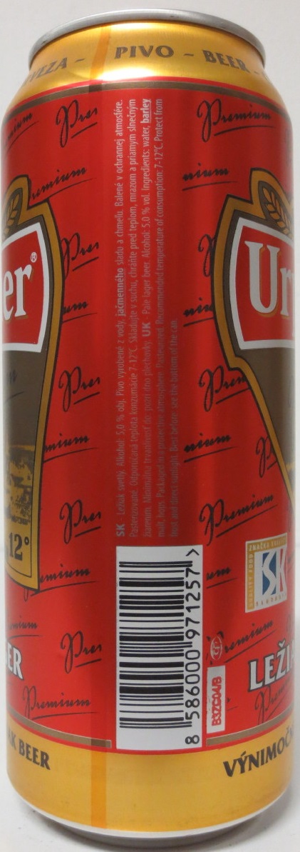 Urpiner Premium PALE LAGER EXCEPTIONAL SLOVAK BEER(50cl) (B/O) č.2