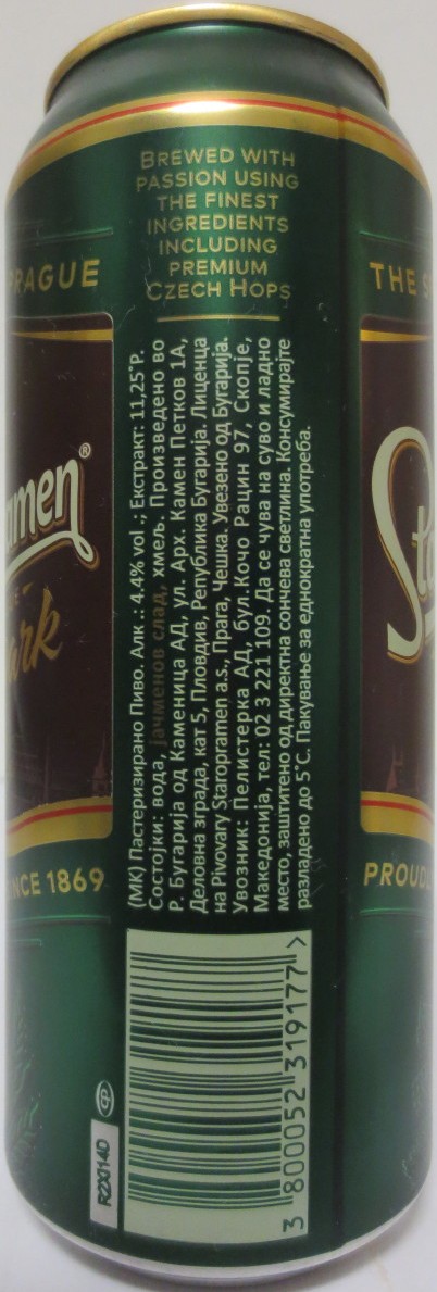 Staropramen EST. IN PRAGUE Dark (BG) (50cl) (T/O) č.1