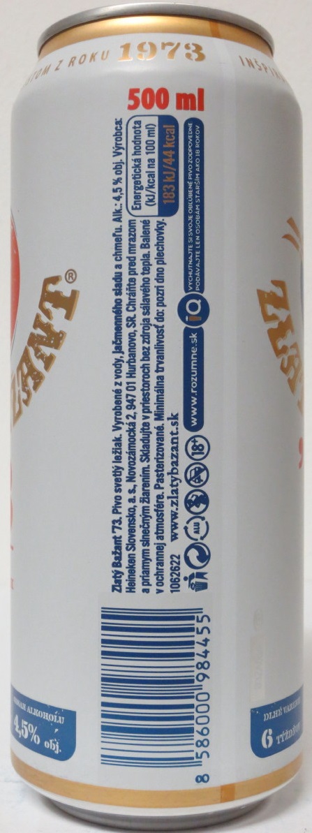 ZLATÝ BAŽANT 73 PREMIUM CZECHOSLOVAK BEER (50cl) (B/O)