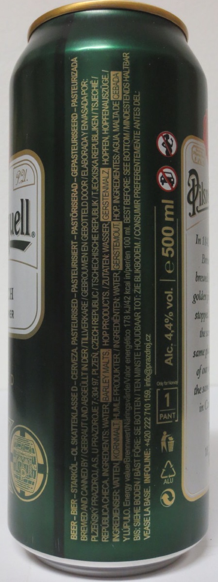 Pilsner Urquell BREWED IN PLZEŇ,CZECH THE ORIGINAL PILSNER IMPORTED (50cl) (B/O) č.1