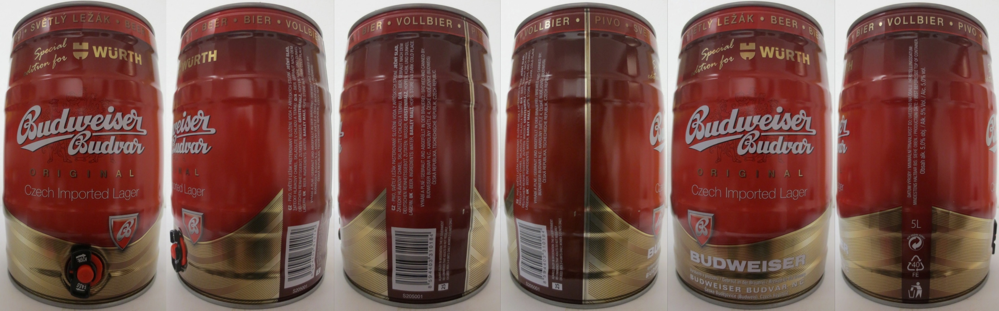 Budweiser Budvar ORIGINAL Czech Import Lager - WÜRTH (5L) č.1