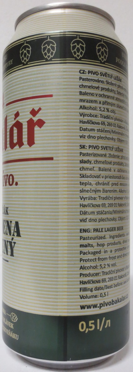 Bakalář Dobré pivo. SVĚTLÝ LEŽÁK ZA STUDENA CHMELENÝ (50cl) (B/O) č.1
