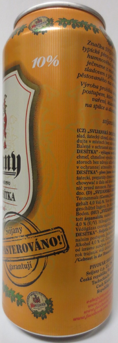 Svijany SVIJANSKÁ DESÍTKA -světlé výčepní- (50cl) (B/O) matná verze