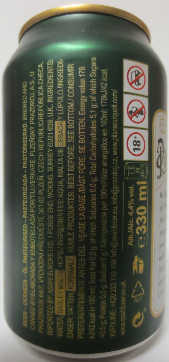 Pilsner Urquell BREWED IN PLZEŇ,CZECH THE ORIGINAL PILSNER IMPORTED (33cl) (B/O) č.3