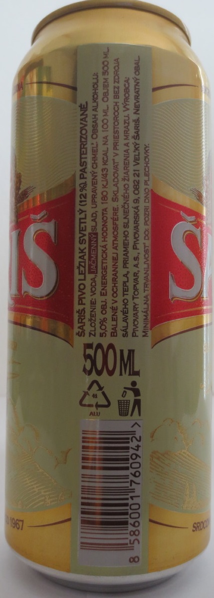 ŠARIŠ 12% ZLATÁ (50cl) (B/O) č.1