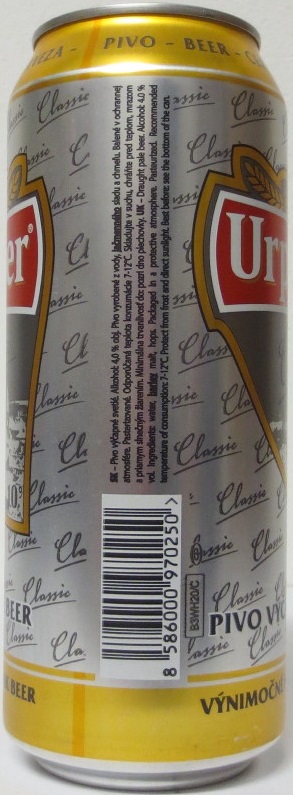 Urpiner Classic DRAUGHT PALE ALE BEER EXCEPTIONAL SLOVAK BEER (50cl) (B/O) č.1