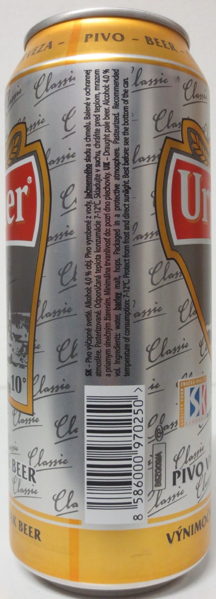 Urpiner Classic DRAUGHT PALE ALE BEER EXCEPTIONAL SLOVAK BEER (50cl) (B/O) č.2