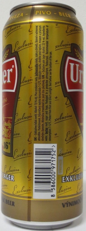 Urpiner Exclusive EXCLUSIVE PALE LAGER EXCEPTIONAL SLOVAK BEER (50cl) (B/O) č.1