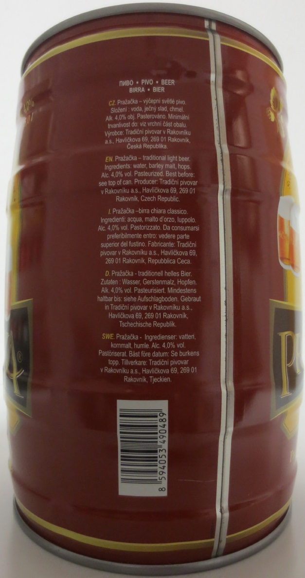 PRAŽAČKA Brewed in Czech Republic (5L) č.1