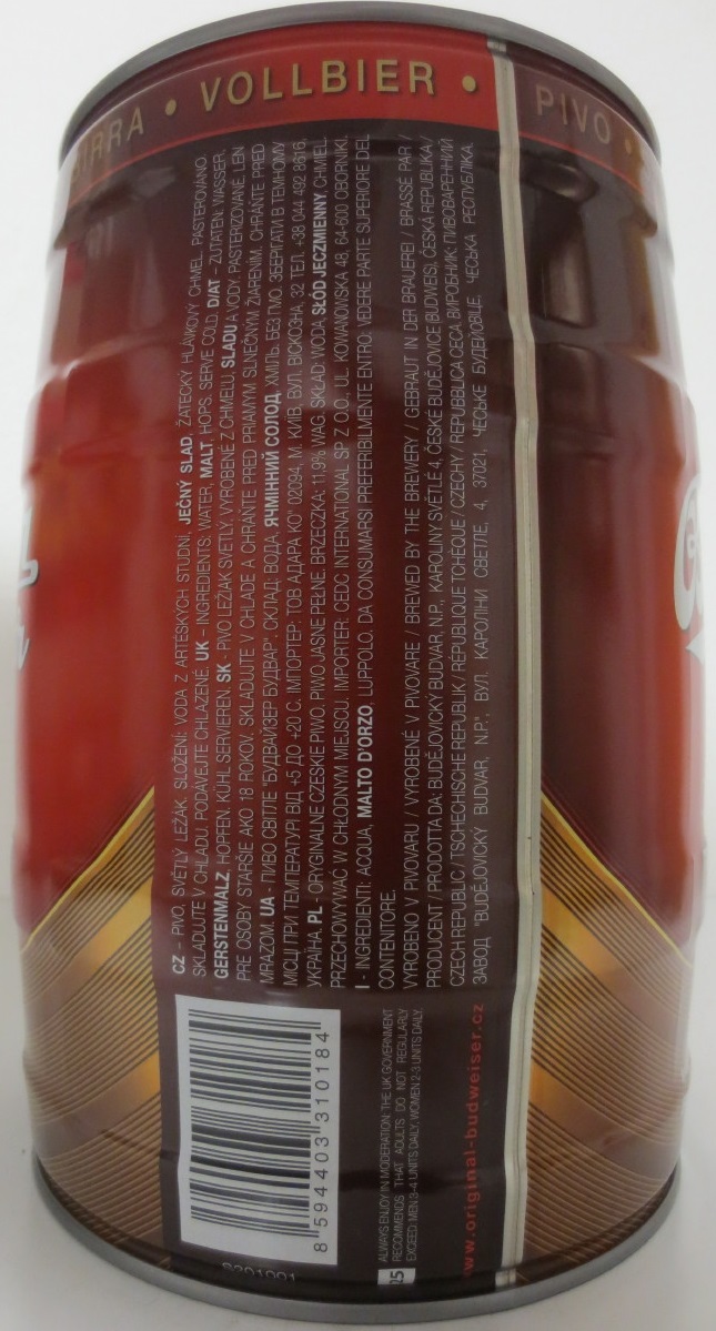 Budweiser Budvar Czech Imported Lager (5L) č.3