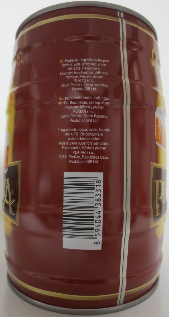 PRAŽEČKA Brewed in Czech Republic (PLATAN) č.1
