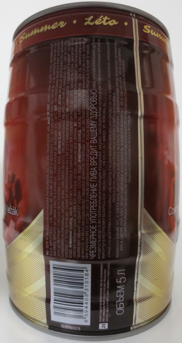 Budweiser Budvar ORIGINAL Czech Imported lager I Světlý ležák (5L) č.1