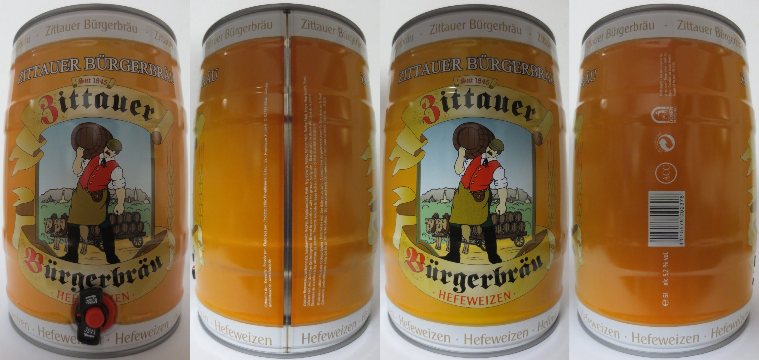 ZITTAUER BÜRGERBRÄU Zittauer Bürgebräu HEFEWEIZEN (5L) Nr.1 