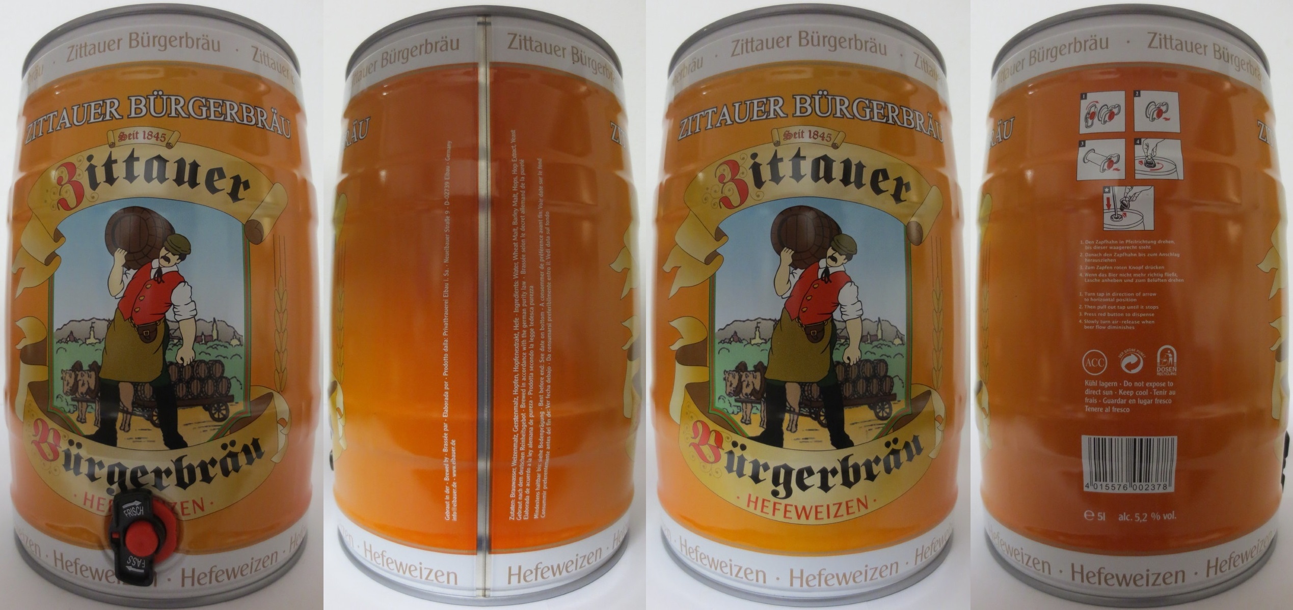 ZITTAUER BÜRGERBRÄU Zittauer Bürgebräu HEFEWEIZEN (5L) Nr.2