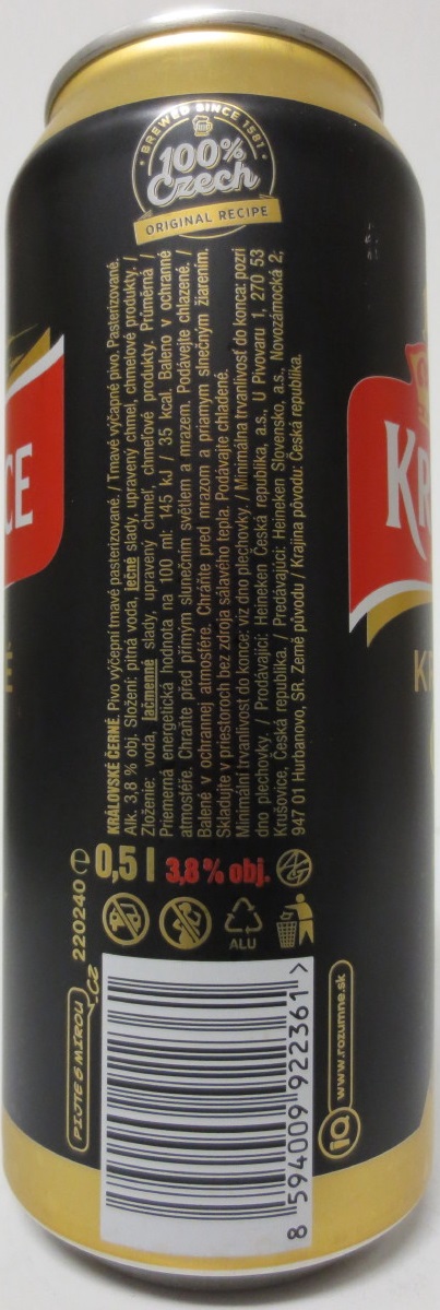 KRUŠOVICE KRÁLOVSKÝ PIVOVAR KRÁLOVSKÉ ČERNÉ (50cl) (B/O)