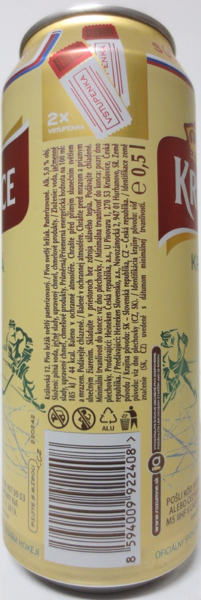 KRUŠOVICE KRÁLOVSKÝ PIVOVAR KRÁLOVSKÁ 12 2019 IIHF (50cl) (B/O)