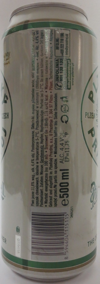 PLZEŇSKÝ PRAZDROJ Pilsner Urquell 175TH Aniversary THE ORIGINAL PILSNER č.1 (50cl) (T-O)