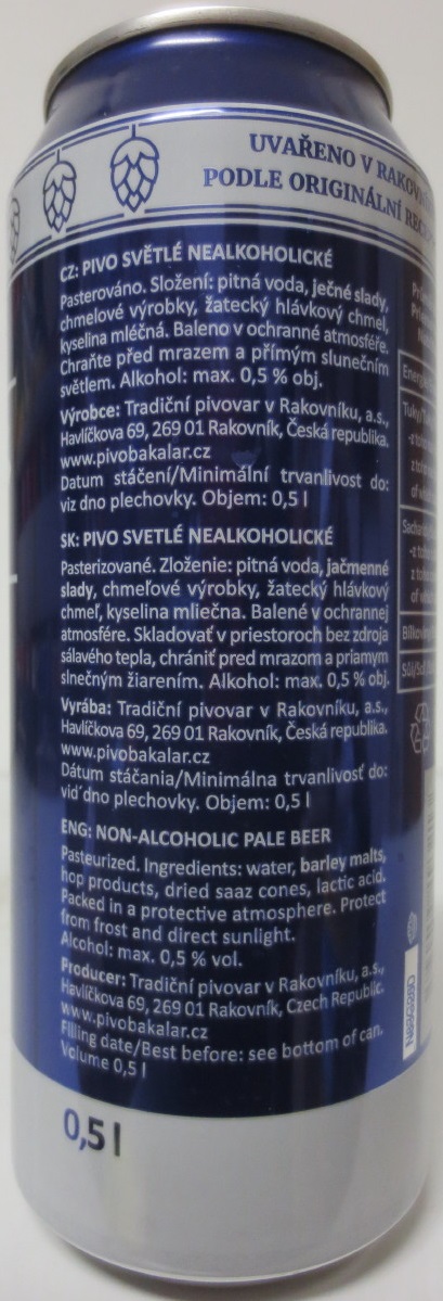 Bakalář Dobré pivo. NEALKO ZA STUDENA CHMELENÝ (50cl) (B/O) č.1