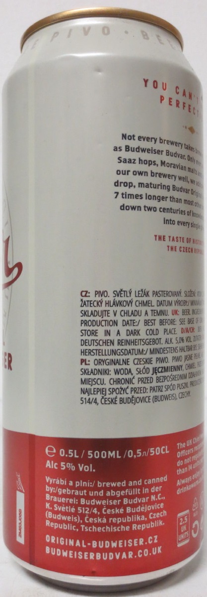 Budvar ORIGINAL CZECH LAGER BUDWEIS CZECH REPUBLIC (50cl) (B/O) Nr.2