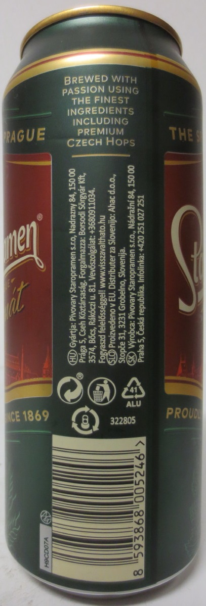 Staropramen EST. IN PRAGUE Granát (50cl) (B/O) č.1