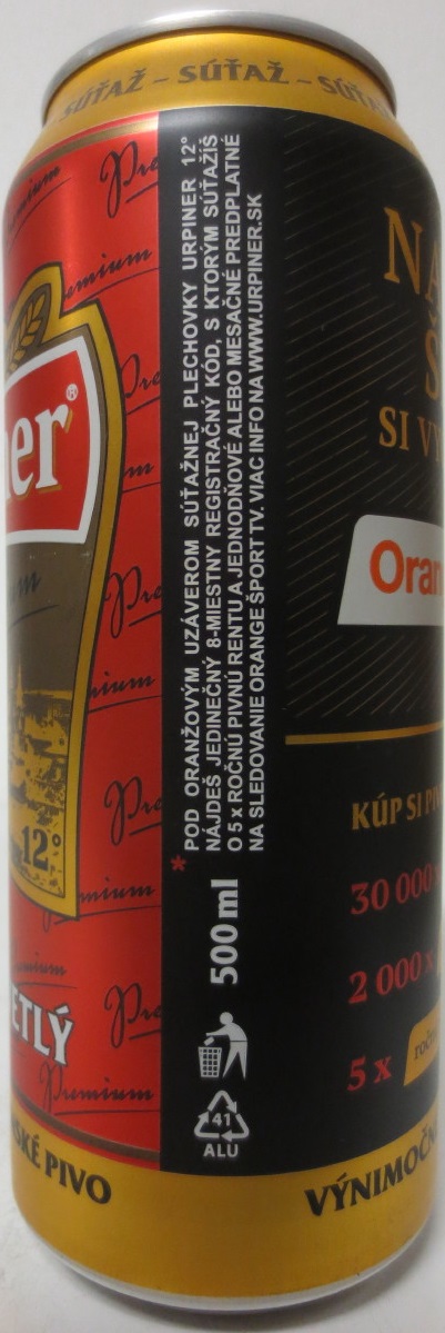 Urpiner Premium LEŽIAK SVETLÝ NAJLEPŠÍ ŠPORT (50cl) (B/O)