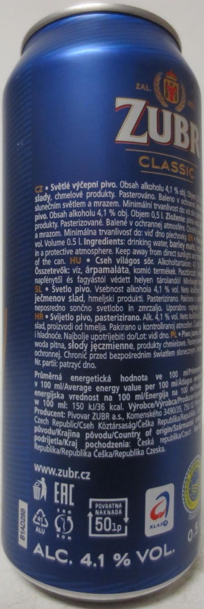 ZUBR CLASSIC (50cl) (B/O) č.4