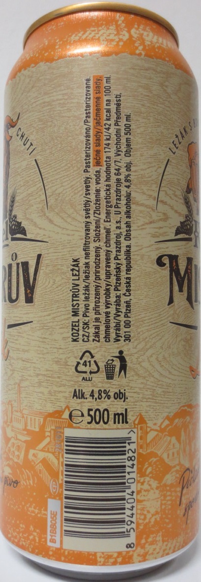 Kozel MISTRŮV Ležák Pečlivě vařené spodně kvašené pivo (CZ+SK) (50cl) (B/O) č.1