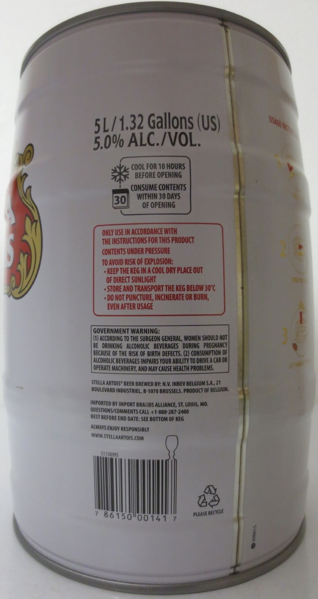 STELLA ARTOIS Belgium IMPORTED LAGER BEER (5L) Nr.1