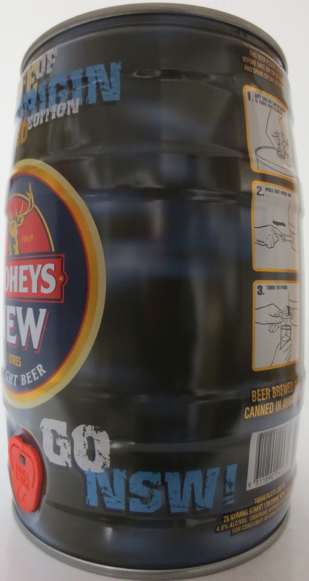 TOOHEYS NEW DRAUGHT BEER STATE OF ORIGIN LIMITED EDITION (5L) Nr.1