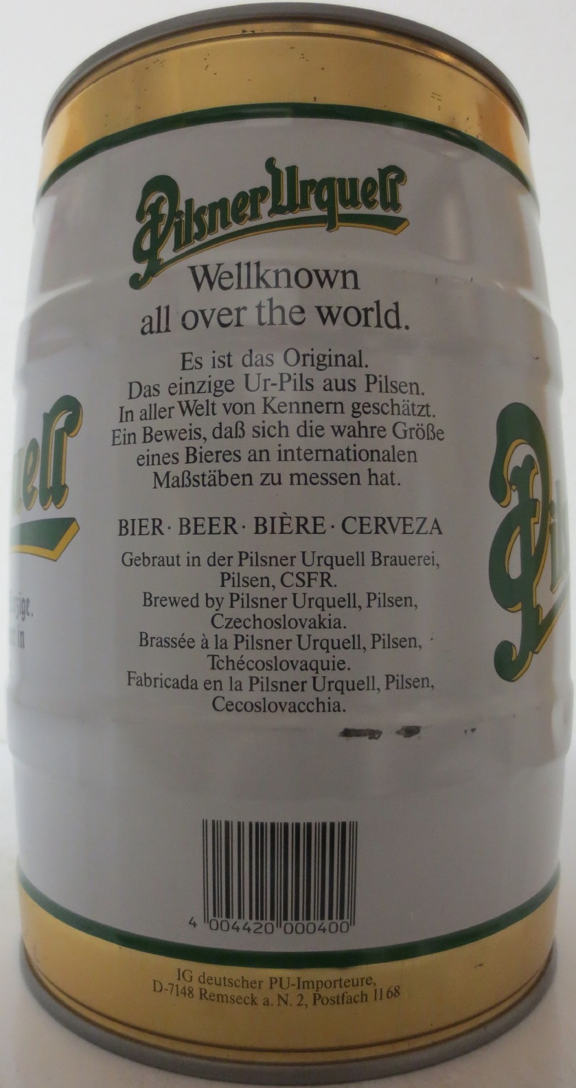 Pilsner Urquell Das Einzige. Gebraut in Pilsen. 