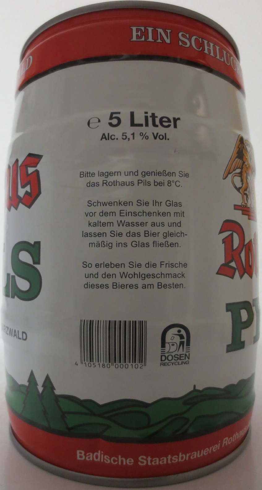 Rothaus PILS VOM HOCHSCHWARZWALD (5L) Nr.1