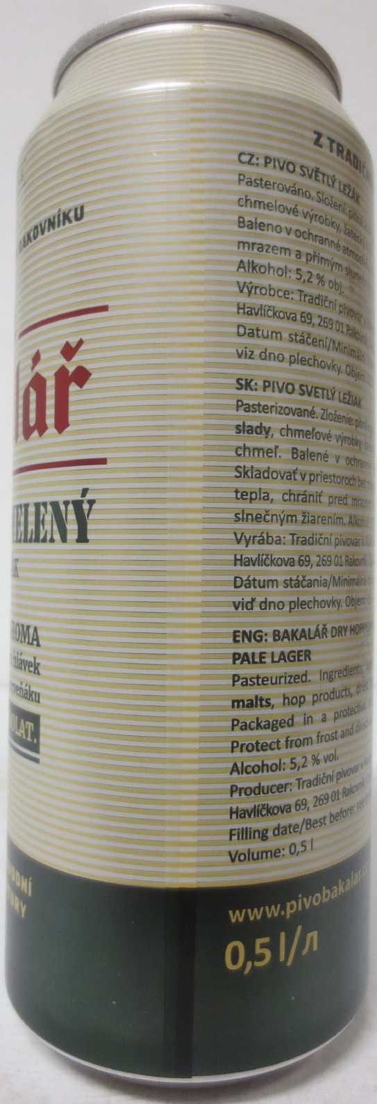 Bakalář ZA STUDENA CHMELENÝ SVĚTLÝ LEŽÁK (50cl) (B/O) č.1