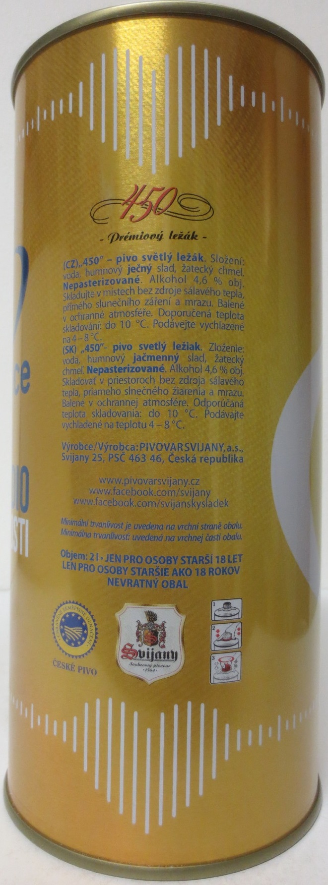 Svijany 450 - Premiový ležák - 1 Frekvence ZAPNI RÁDIO VYPNI STAROSTI (200cl)