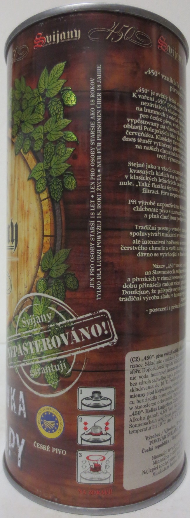 Svijany 450 - Premiový ležák - 1564 - PLECHOVKA nejen PRO CHLAPY (200cl) č.2 