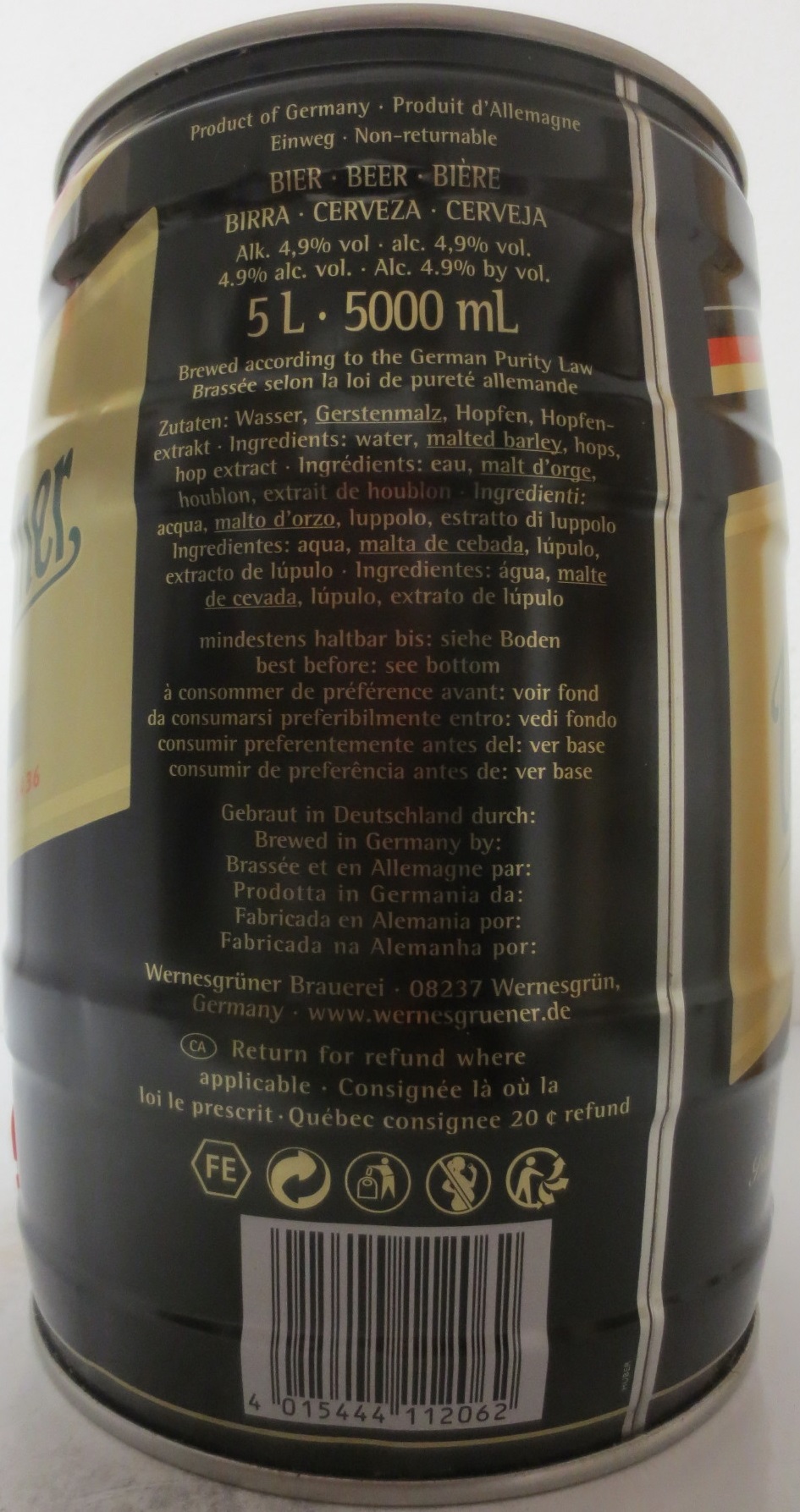 Wernesgrüner DARK BRAUTRADITION SET 1436 BLACK LAGER BEER (5L) Nr.1