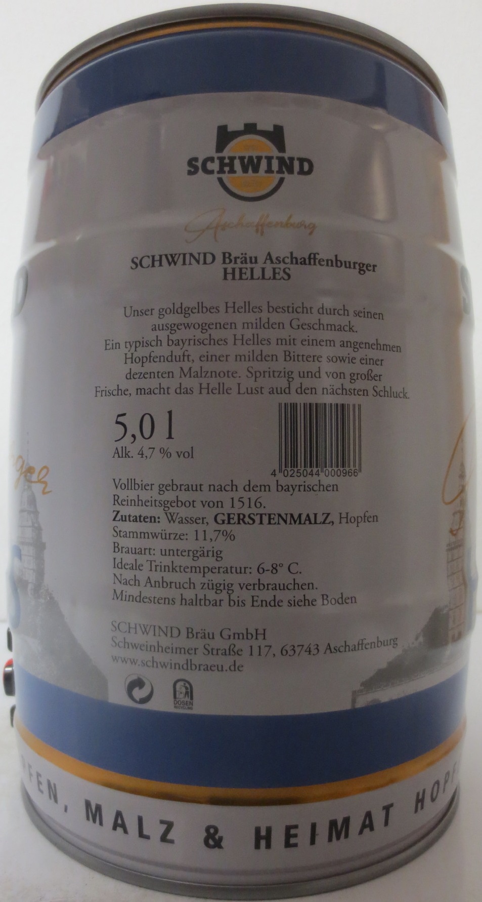 SCHWIND BRÄU Aschaffenburg HELLES (5L) Nr.1