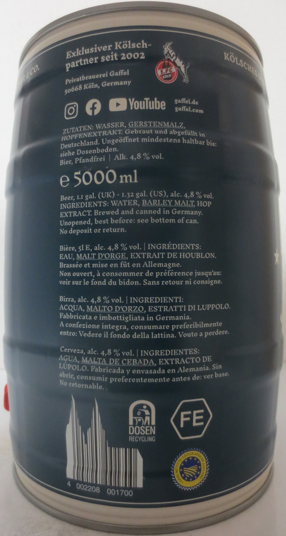 Gaffel Kölsch SEIT 1908 (5L) Nr.1