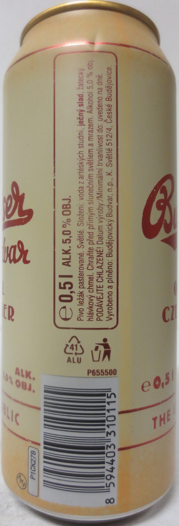 Budweiser Budvar ORIGINAL CZECH LAGER (50cl) (B/O) č.1