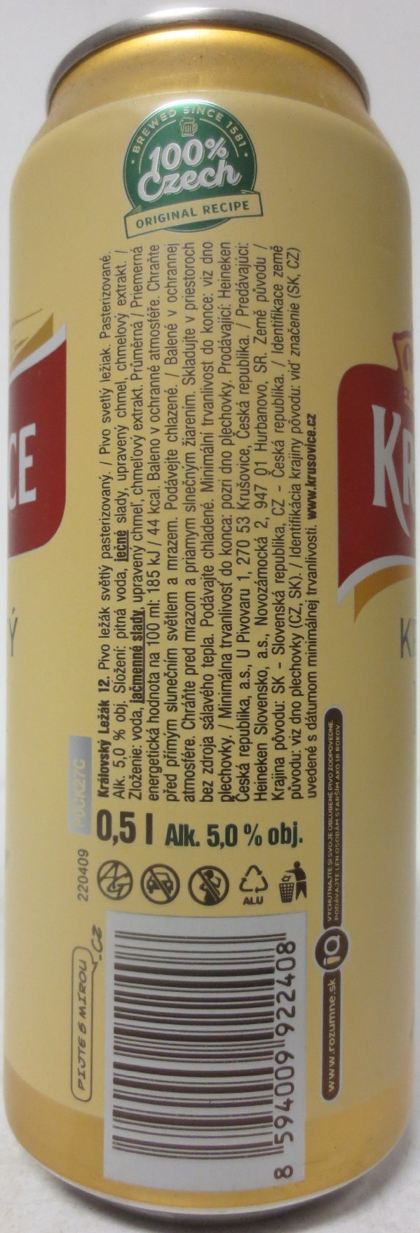 KRUŠOVICE KRÁLOVSKÝ PIVOVAR KRÁLOVSKÝ LEŽÁK 12 (50cl) (B/O) č.2 