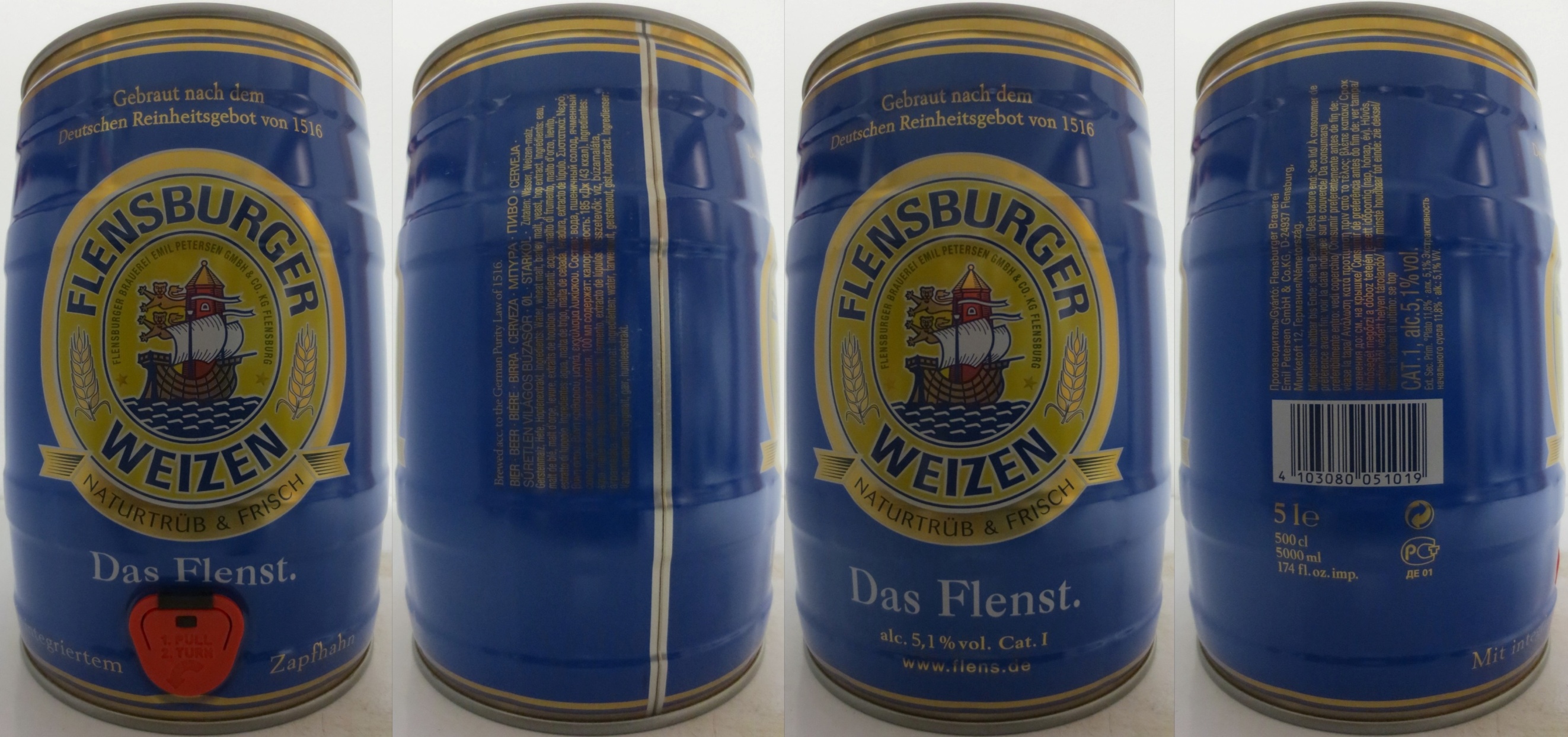 FLENSBURGER WEIZEN NATURTRÜB & FRISCH Das Flenst. (5L) Nr.1 