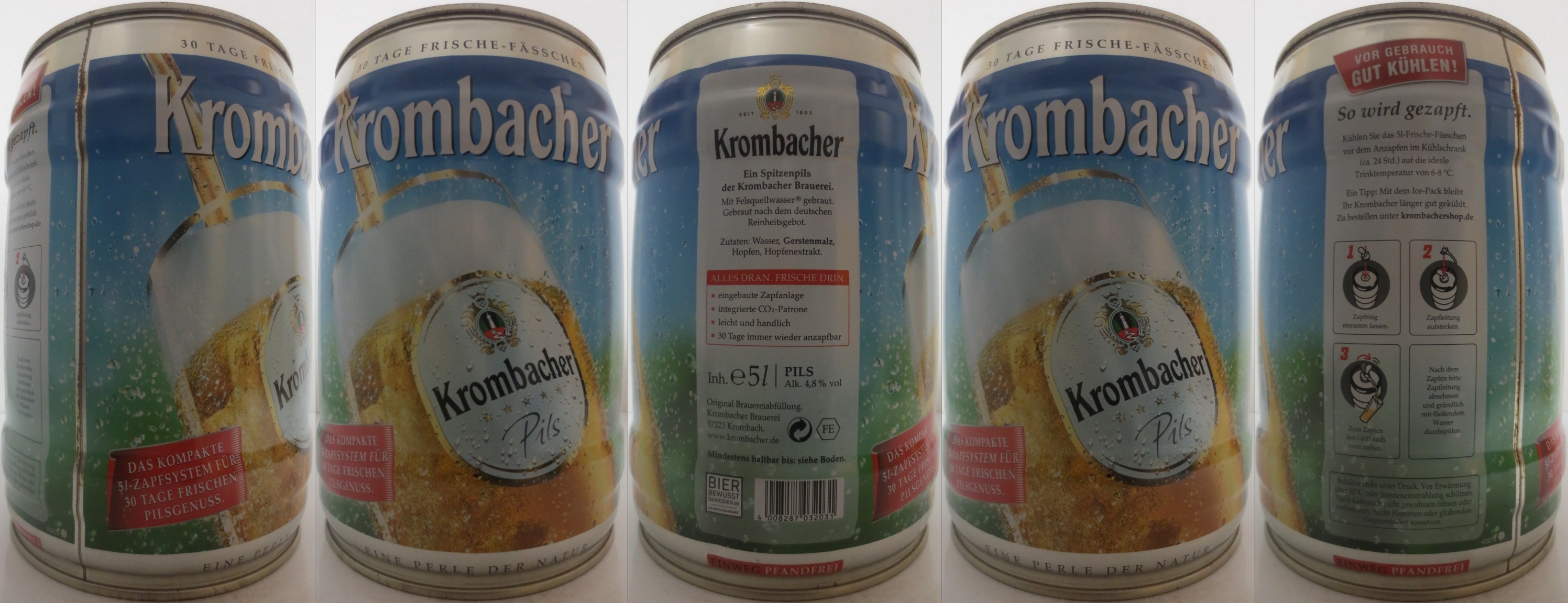 Krombacher Pils DAS KOMPAKTE 5l-ZAPFSYSTEM FÜR 30 TAGE FRISCHEN PILSGENUSS VOR GEBRAUCH GUT KÜHLEN! (5L) Nr.1