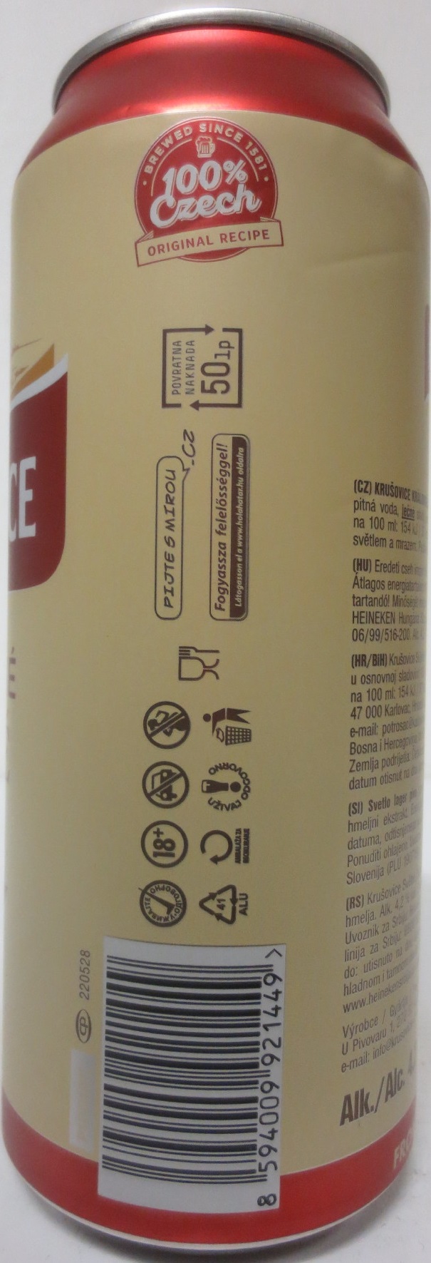 KRUŠOVICE KRÁLOVSKÝ PIVOVAR KRÁLOVSKÉ SVĚTLÉ ORIGINÁL (50cl) (B/O) č.2  