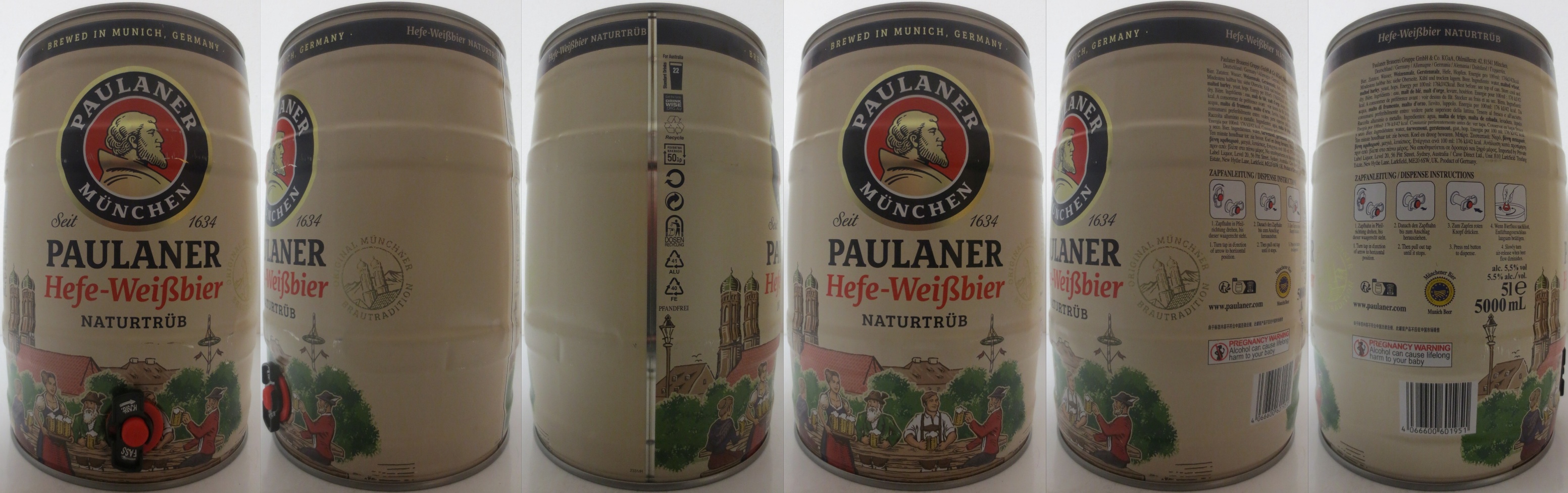 PAULANER MÜNCHEN Hefe-Weißbier NATURTRÜB (5L) Nr.1