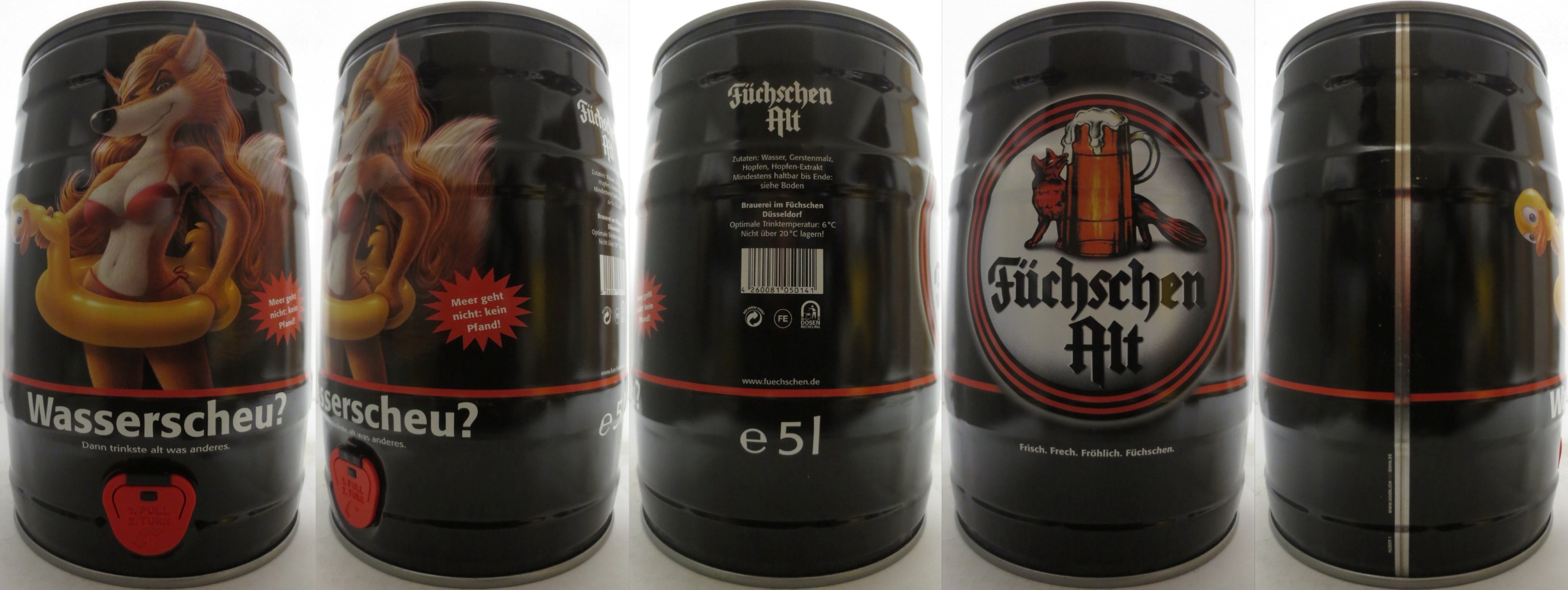 Füchschen Alt Feuchtes Vergnügen. Est der Sprung ins kühle Nass, dann mit Schwung ans frische Fass! (5L) Nr.1