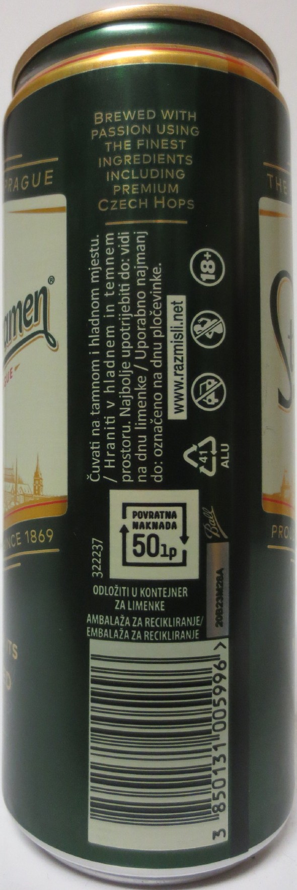 Staropramen EST. IN PRAGUE KNOWN FOR ITS BALANCED TASTE (HR) (33cl) (B/O) č.1