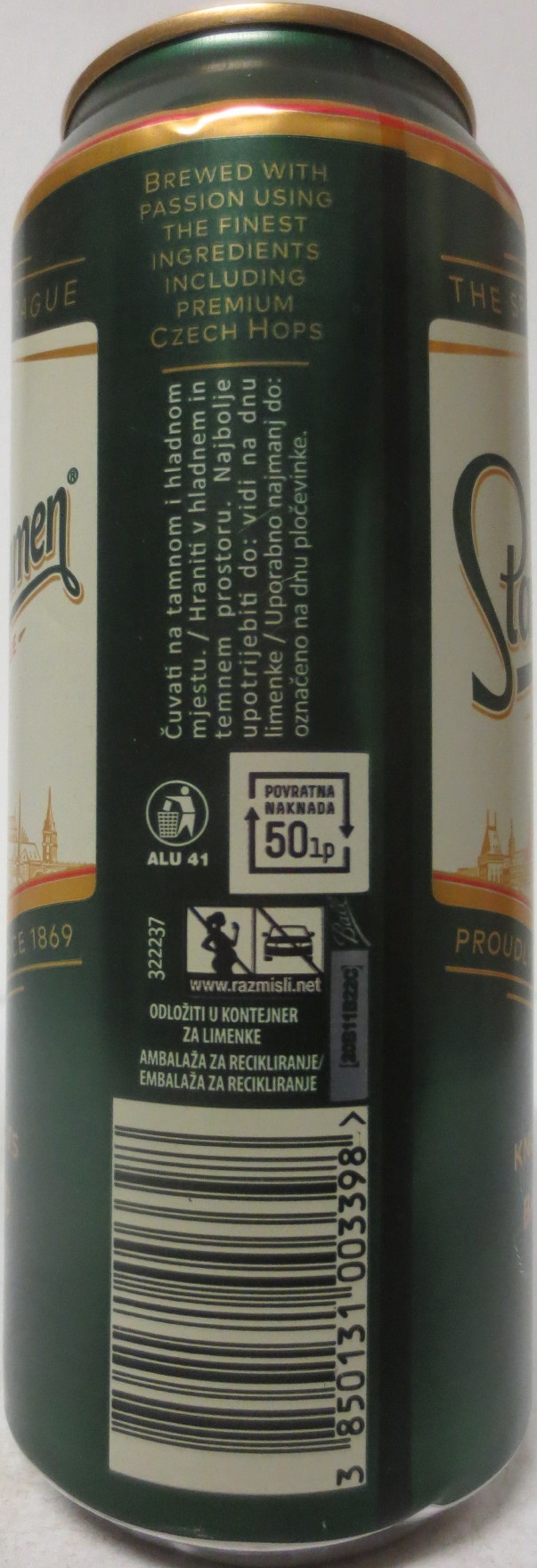 Staropramen EST. IN PRAGUE KNOWN FOR ITS BALANCED TASTE (HR) (50cl) (B/O) č.1